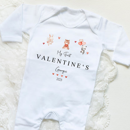 Valentines Babygrow - ‘Valentines Animal’ Design