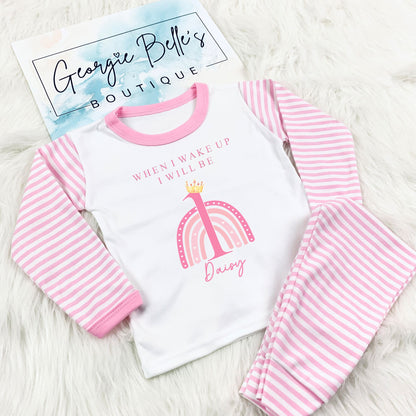 Personalised Birthday Pyjamas - When I Wake Up Rainbow Design
