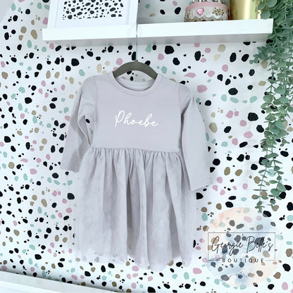 Personalised TuTu Dress in Frozen Grey