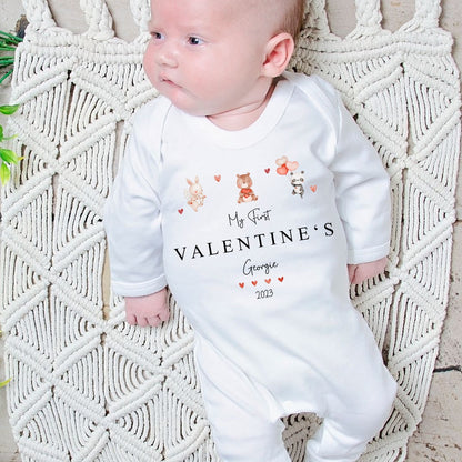 Valentines Babygrow - ‘Valentines Animal’ Design