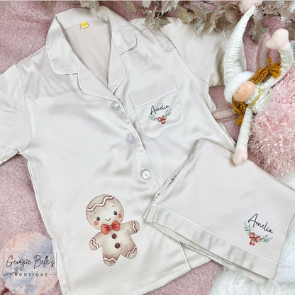 Christmas Champagne Luxury Personalised Satin Pyjamas