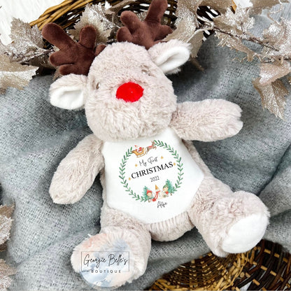 Christmas Reindeer Personalised Soft Toy - ‘Classic My 1st Christmas’