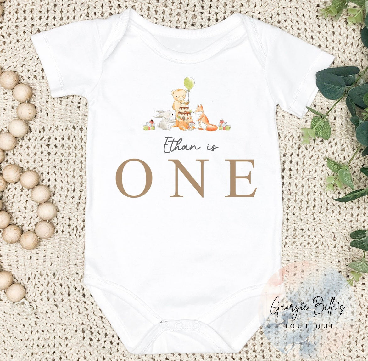 Woodland Tea Party 'Is One' Personalised Birthday Vest