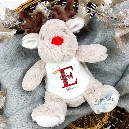 Christmas Reindeer Personalised Soft Toy - ‘Believe’Design