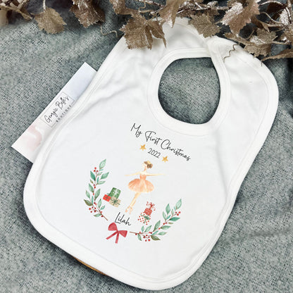 My 1st Christmas Bib - Ballerina Nutcracker Design