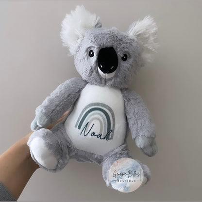 Grey Rainbow Personalised Koala Soft Toy