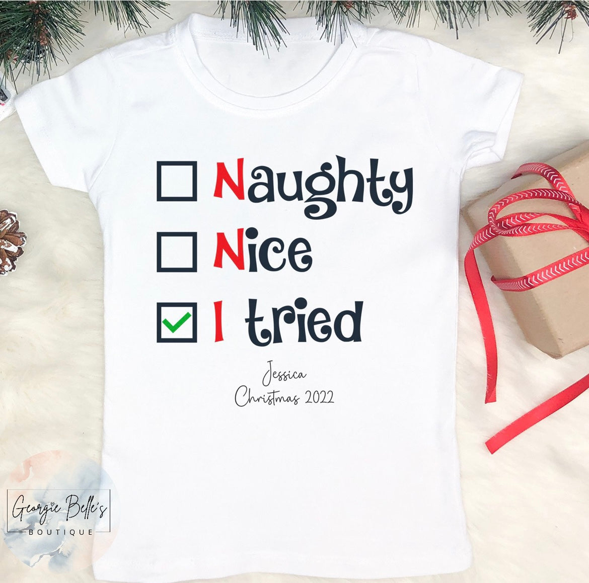 Christmas ‘I Tried’ Personalised T-Shirt