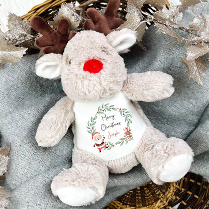 Christmas Reindeer Personalised Soft Toy - ‘Merry Christmas’