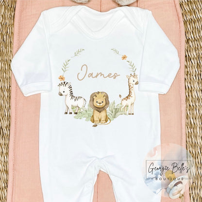 Personalised Safari Wreath Vest/Babygrow