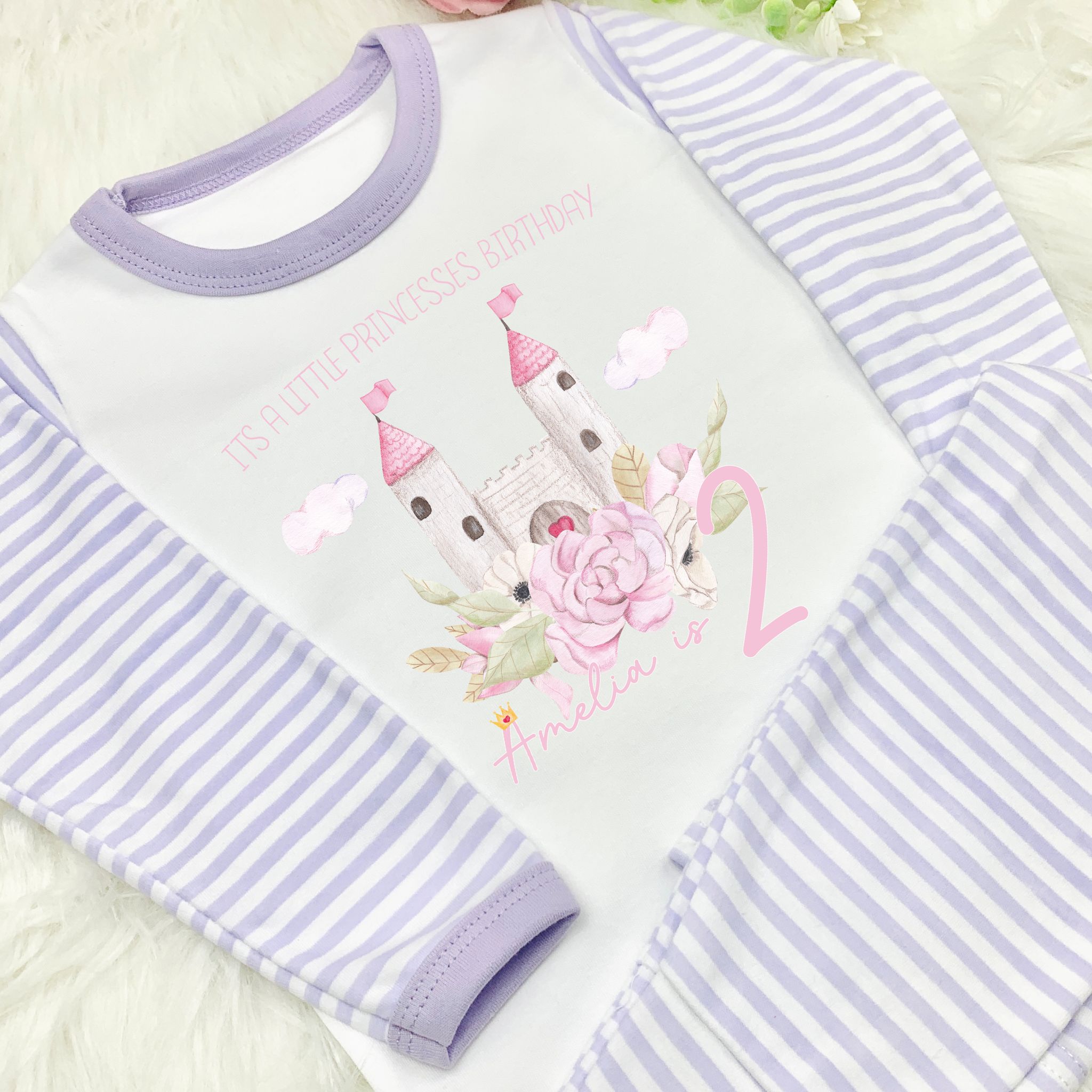 Personalised Birthday Pyjamas -  Princess Castle Design