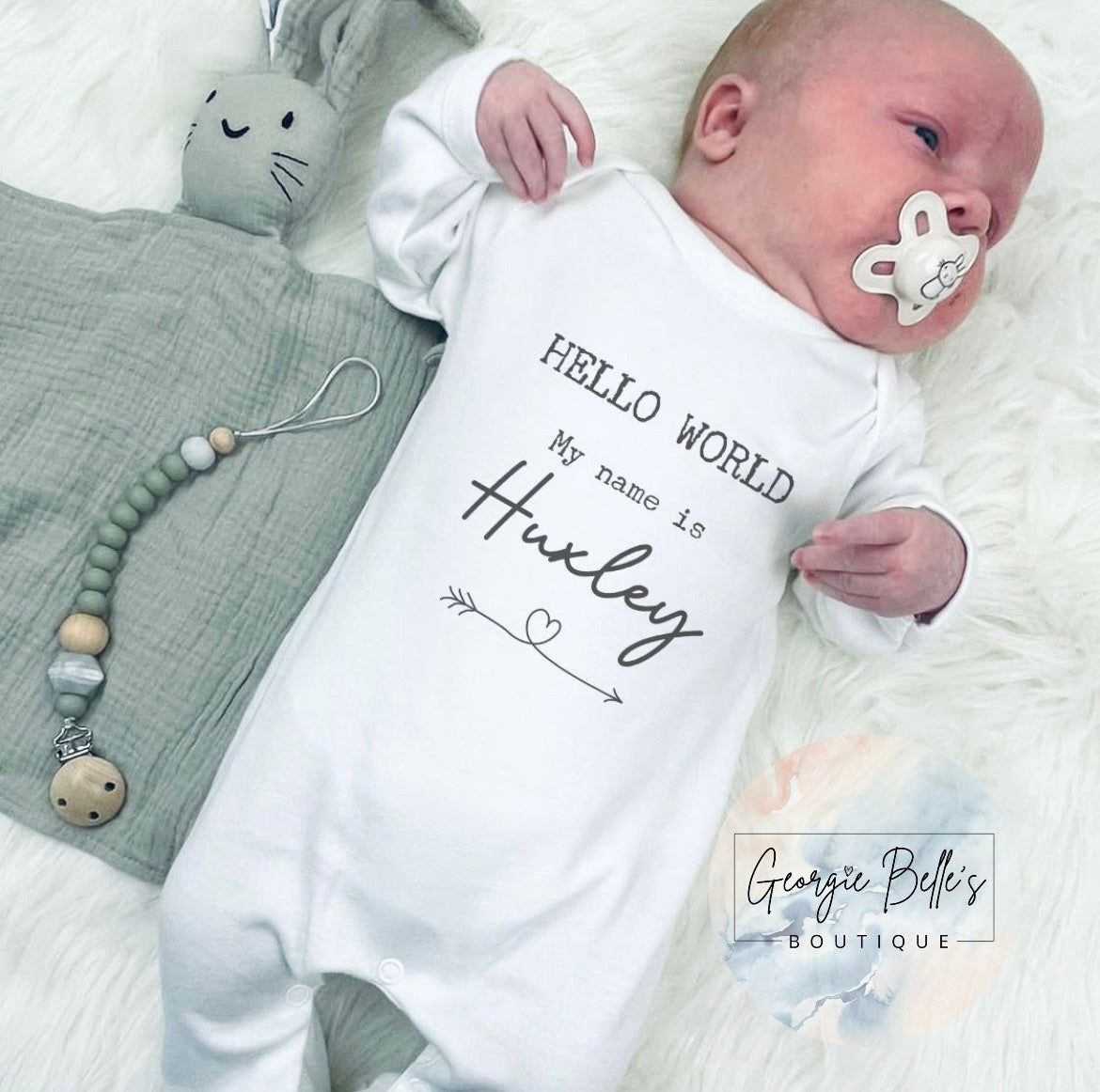 Personalised Baby Announcement Vest / Baby Grow / Sleepsuit