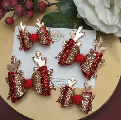 Christmas Reindeer Hair Bow