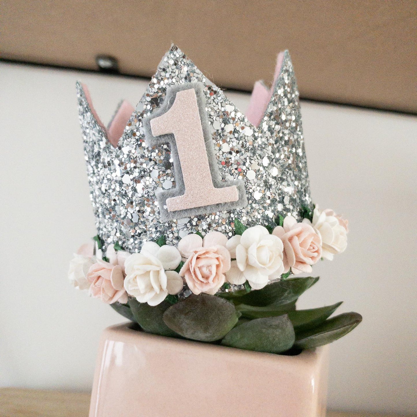 Silver Glitter Birthday Crown