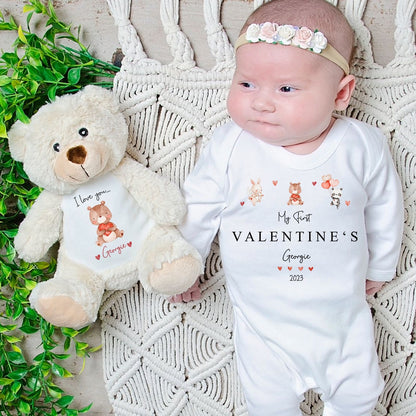 Valentines Babygrow - ‘Valentines Animal’ Design